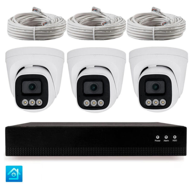Комплект IP-видеонаблюдения KIT-A403IP-POE 4 Мп, 3 купольные IP-камеры, NVR, 4 PoE порта