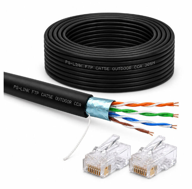 Кабель витая пара FTP4 cat.5E CCA 90 метров FTP-CCA90-OUT уличный